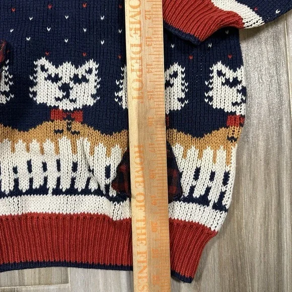 VTG Sweater Loft Knit Crazy Cat Lady Collar 90s Y2K‎ Small Twee Grandma Holiday - Picture 8 of 9